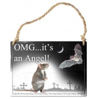 OMG Its an Angel Bat Gothic Quote Metal Sign