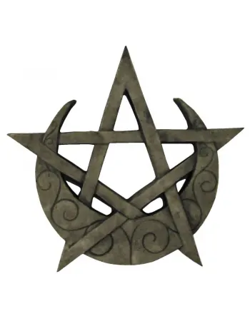 Crescent Moon Pentacle Small Wall Plaque
