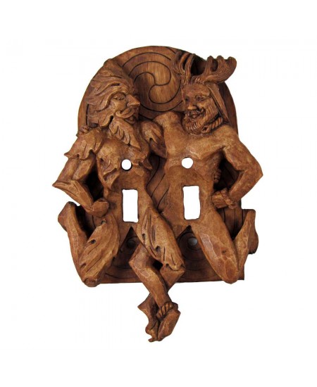 Green Man and Horned God Double Switchplate