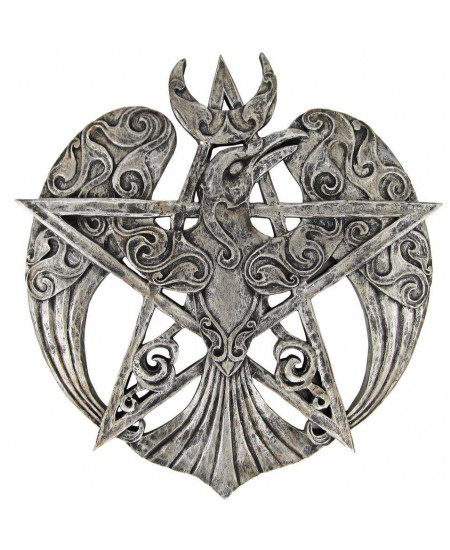 Crescent Raven Large Pentacle Plaque