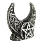 Crescent Moon Pentacle Mini Pewter Candle Holder