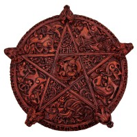 Knotwork Pentacle Large Wood Finish Plaque