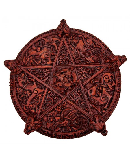 Knotwork Pentacle Large Wood Finish Plaque