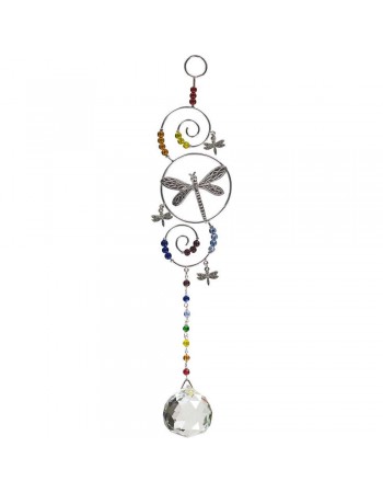 Dragonfly Wire Hanging Crystal Prism Suncatcher