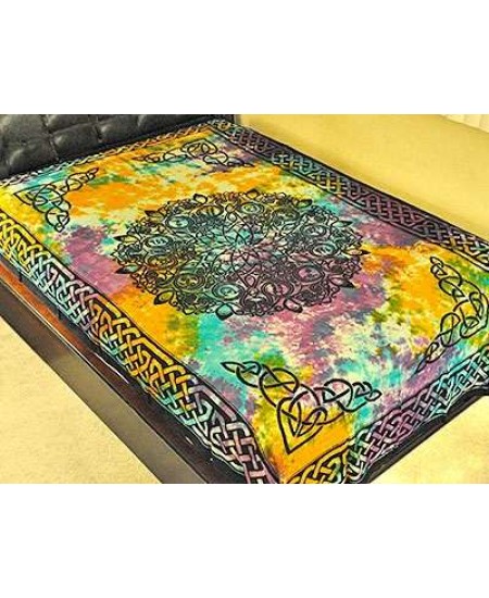 Celtic Zodiac Sign Tie Dye Bedspread