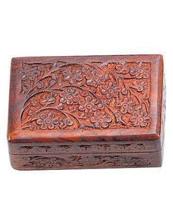 Floral Carved Wooden 6 Inch Box