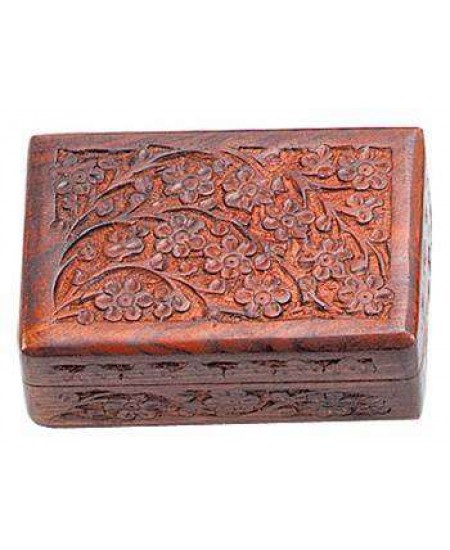 Floral Carved Wooden 6 Inch Box