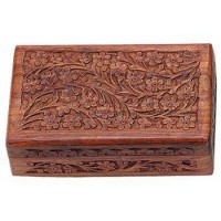 Floral Carved Wooden 8 Inch Box