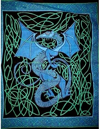 Celtic English Dragon Tapestry - Full Size Blue