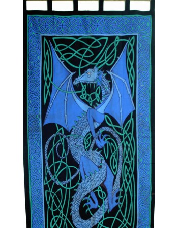 Celtic English Dragon Curtain - Blue