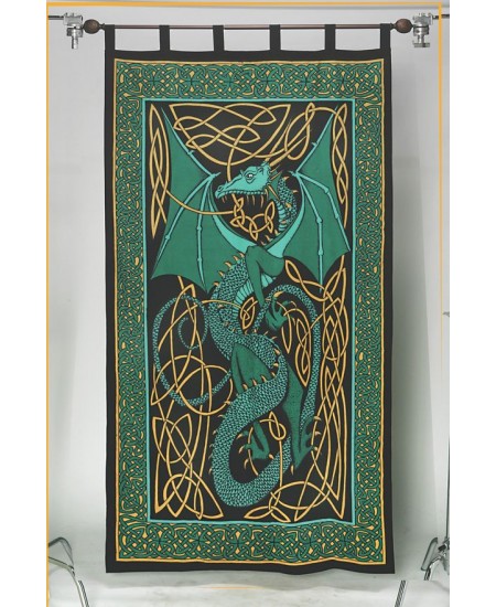 Celtic English Dragon Curtain - Green