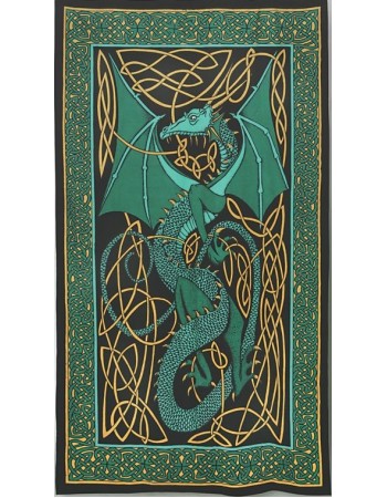 Celtic English Dragon Tapestry - Twin Size Green