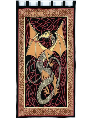 Celtic English Dragon Curtain - Red