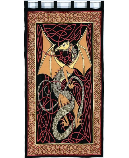 Celtic English Dragon Curtain - Red