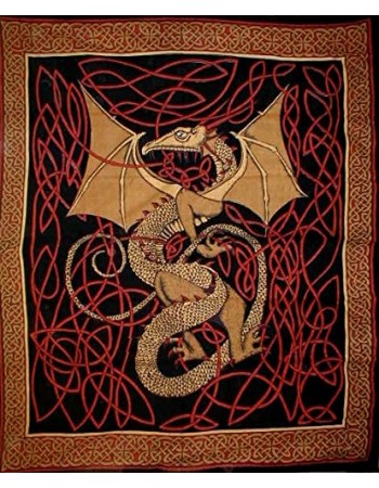 Celtic English Dragon Tapestry - Full Size Red