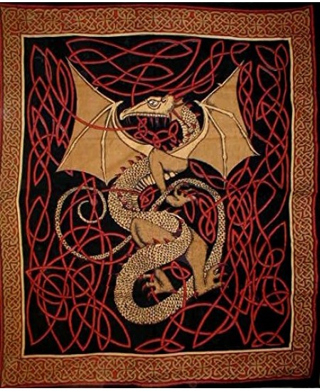 Celtic English Dragon Tapestry - Full Size Red