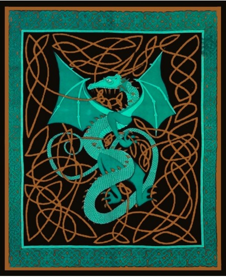 Celtic English Dragon Tapestry - Full Size Green