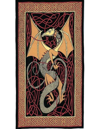 Celtic English Dragon Tapestry - Twin Size Red