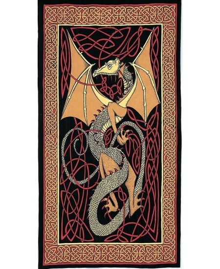 Celtic English Dragon Tapestry - Twin Size Red