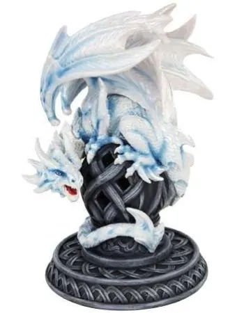 Frost White Dragon Statue