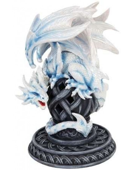 Frost White Dragon Statue
