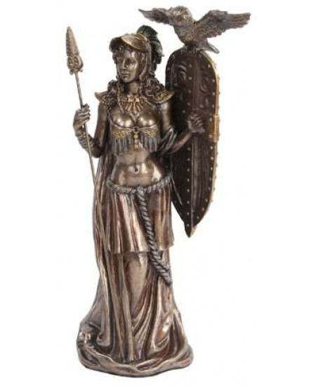 Athena Standing with Shield Greek Bronze Statue