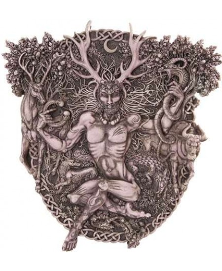 Cernunnos Horned God Celtic Wall Plaque Stone Finish