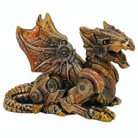 Steampunk Winged Small Dragon Statue