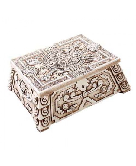 Aztec White Resin Trinket Box