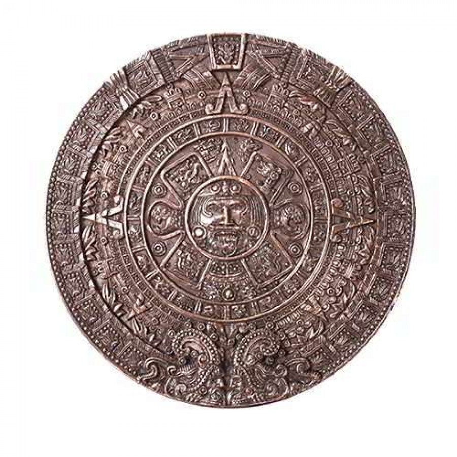 Aztec Bronze Resin Round Trinket Box | Bronze Finish Antique Style Box