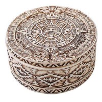 Aztec Bone Resin Round Trinket Box