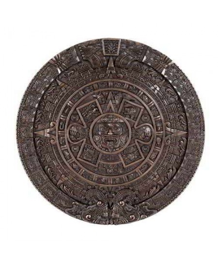 Aztec Solar Calendar Wall Relief Bronze Plaque