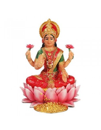 Lakshmi Hindu Goddess Seated on Lotus Statue