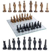 Egyptian Chess Set with Glass Board