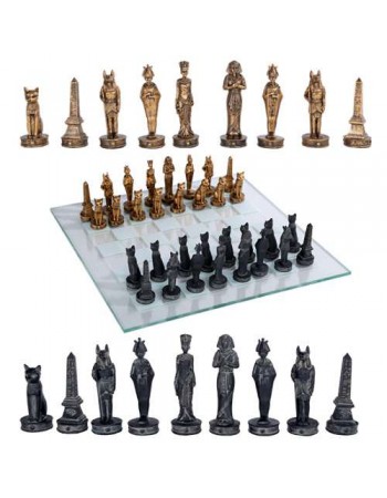 Egyptian Chess Set with Glass Board