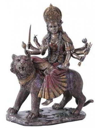 Durga, Hindu Goddess of Justice Bronze Resin Statue