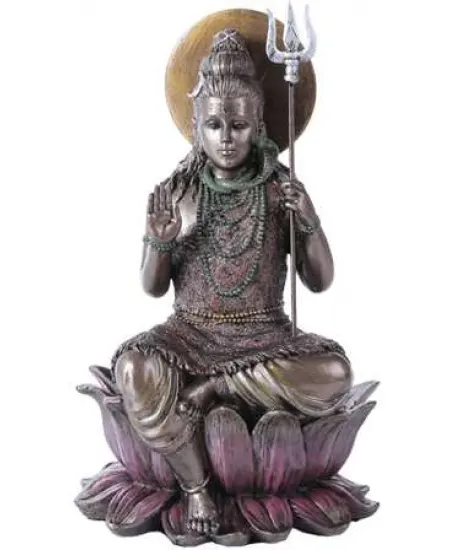 Lord Shiva Seated Bronze Resin Hindu God Statue