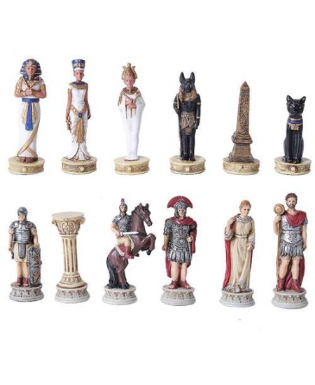 Romans vs Egyptians Chess Set with Glass Board