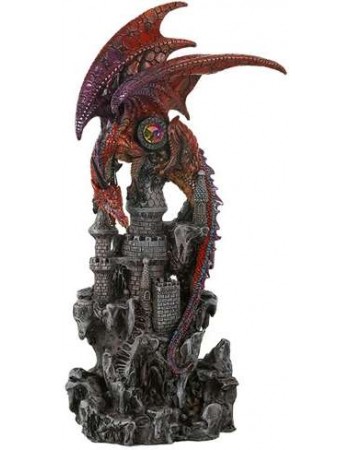 Red Dragon Castle Guardian Statue