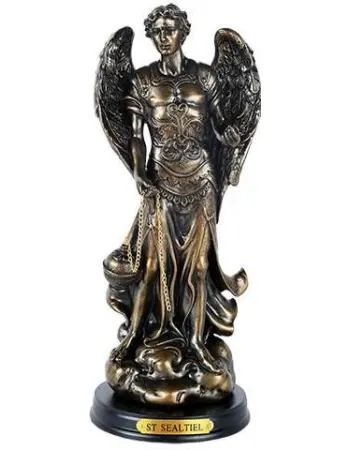 Archangel St Sealtiel Bronze Resin Christian 8 Inch Statue