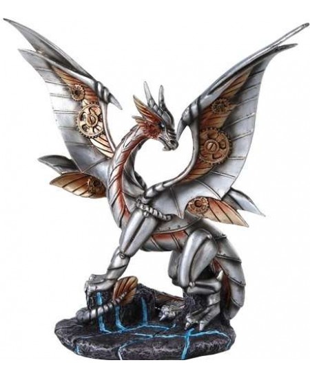 Steampunk Silver Dragon Statue