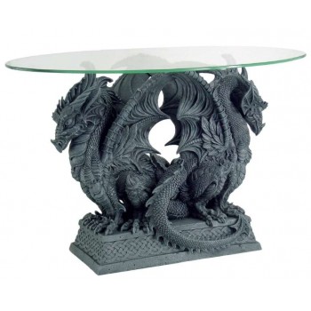 Double Dragon Glass Top Accent Table