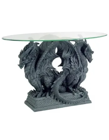 Double Dragon Glass Top Accent Table