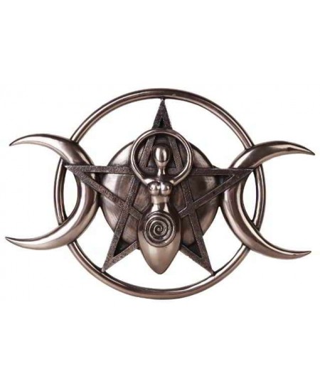 Spiral Goddess Triple Moon Bronze Plaque