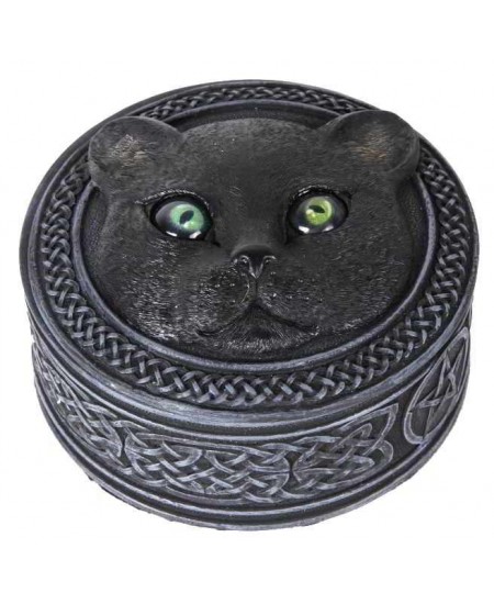 Black Cat Trinket Box with Rolling Eyes