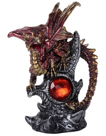 Red Dragon with Gemstone Statue