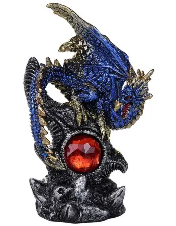 Blue Dragon with Gemstone Statue