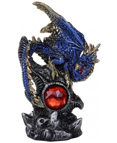 Blue Dragon with Gemstone Statue