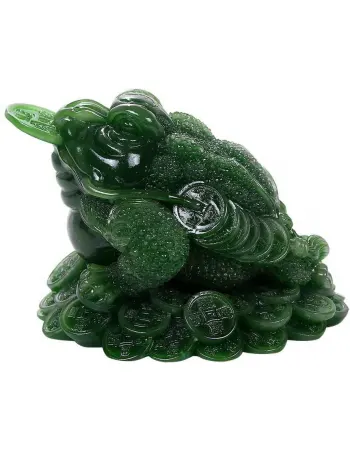 Lucky Frog Jade Green Feng Shui Money Statue