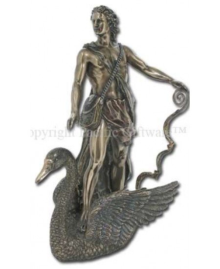 Apollo Greek God of Light on Swan Bronze Statue